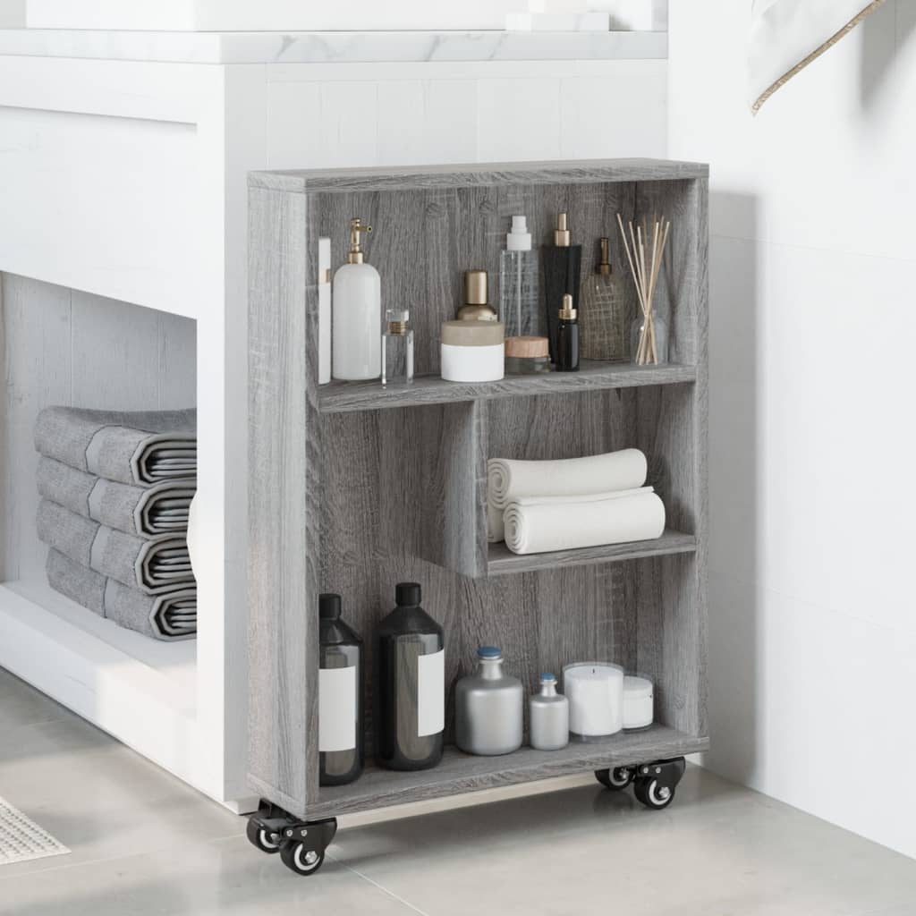 Narrow Storage Trolley Grey Sonoma 48x13x68 cm Engineered Wood