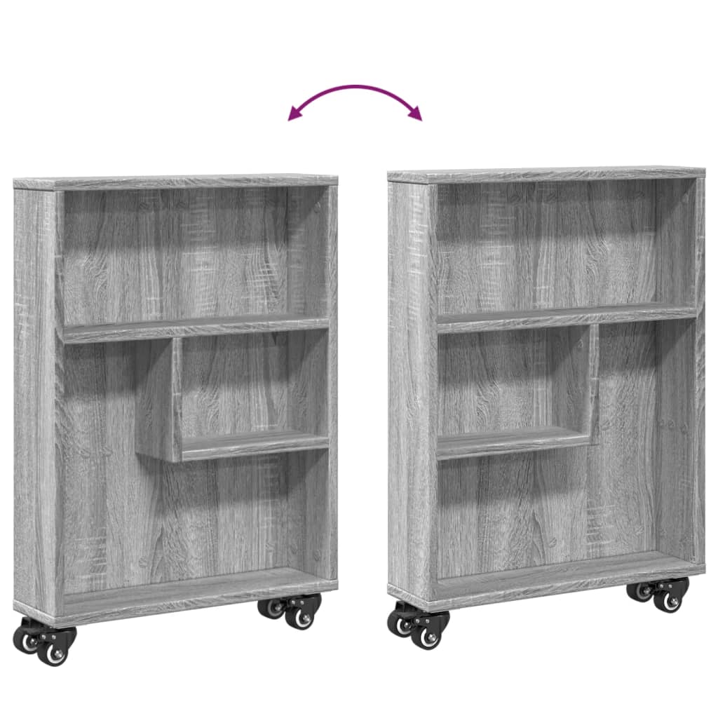 Narrow Storage Trolley Grey Sonoma 48x13x68 cm Engineered Wood