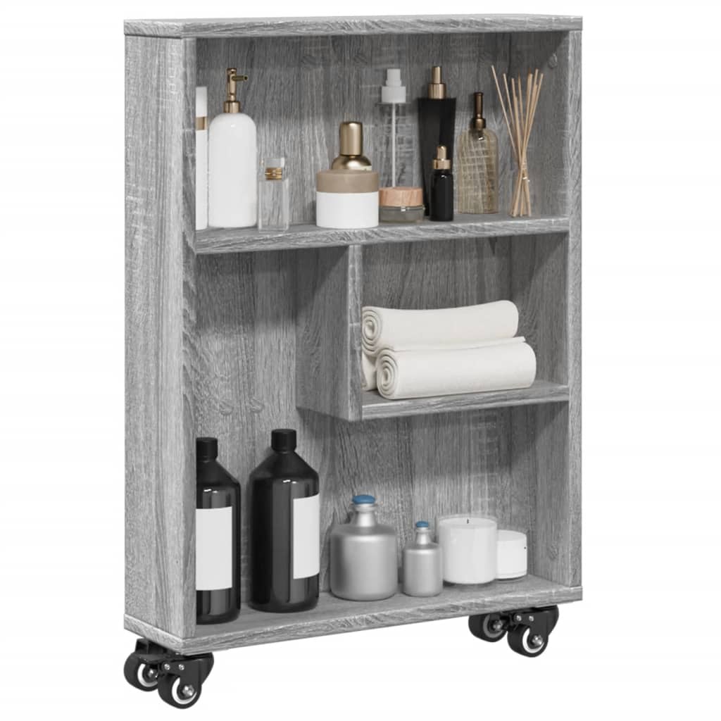 Narrow Storage Trolley Grey Sonoma 48x13x68 cm Engineered Wood