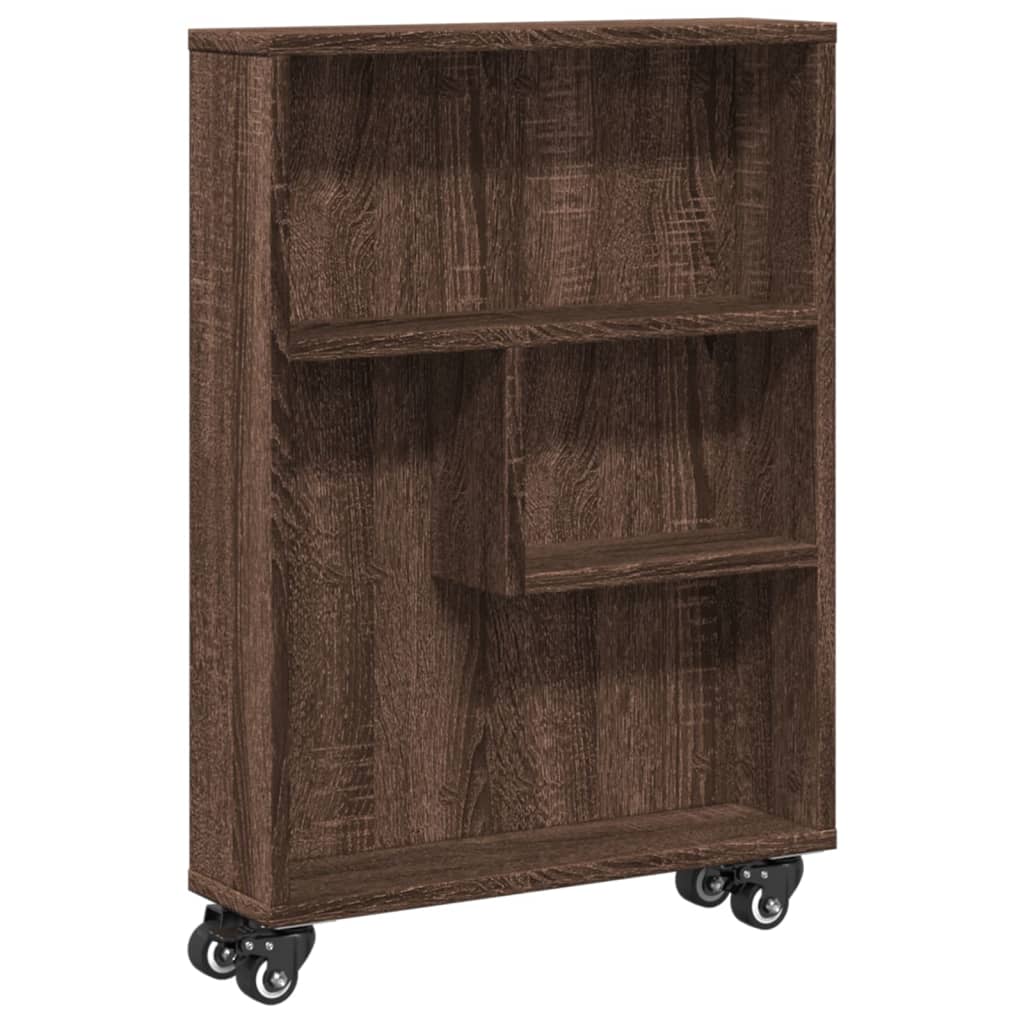 Narrow Storage Trolley Brown Oak 48x13x68 cm Engineered Wood