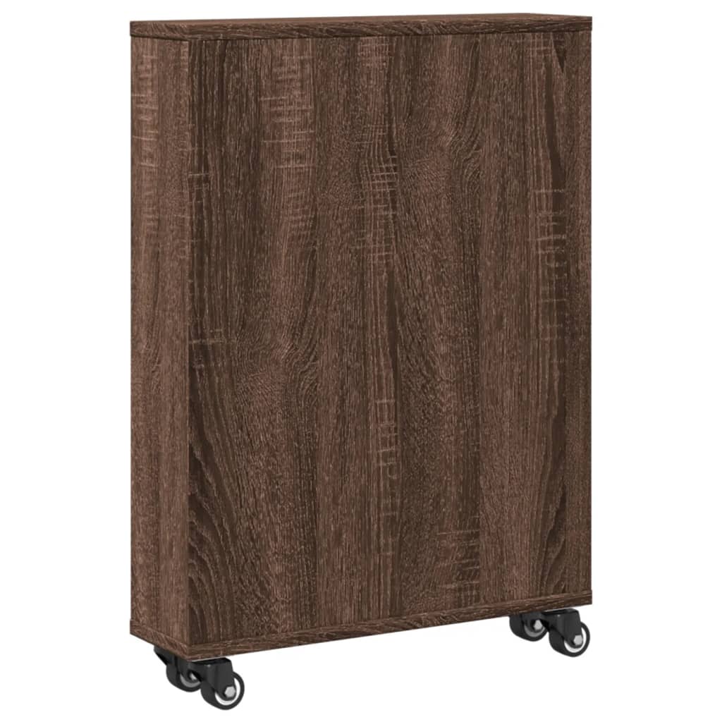 Narrow Storage Trolley Brown Oak 48x13x68 cm Engineered Wood