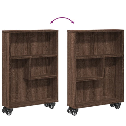 Narrow Storage Trolley Brown Oak 48x13x68 cm Engineered Wood