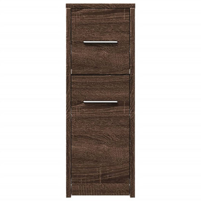 Narrow Bathroom Cupboard with Wheels Brown Oak Engineered Wood