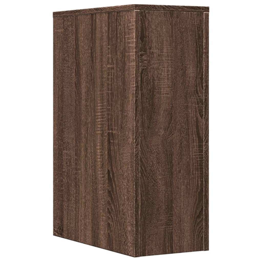 Narrow Bathroom Cupboard with Wheels Brown Oak Engineered Wood