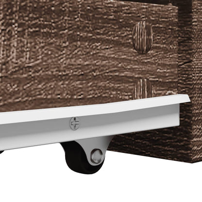 Narrow Bathroom Cupboard with Wheels Brown Oak Engineered Wood