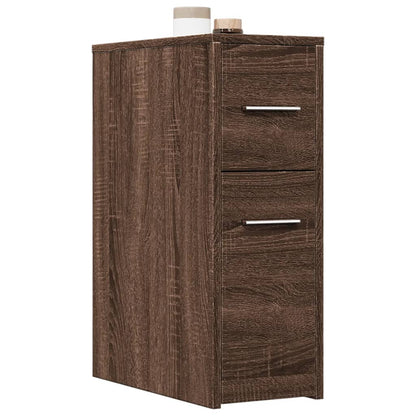 Narrow Bathroom Cupboard with Wheels Brown Oak Engineered Wood