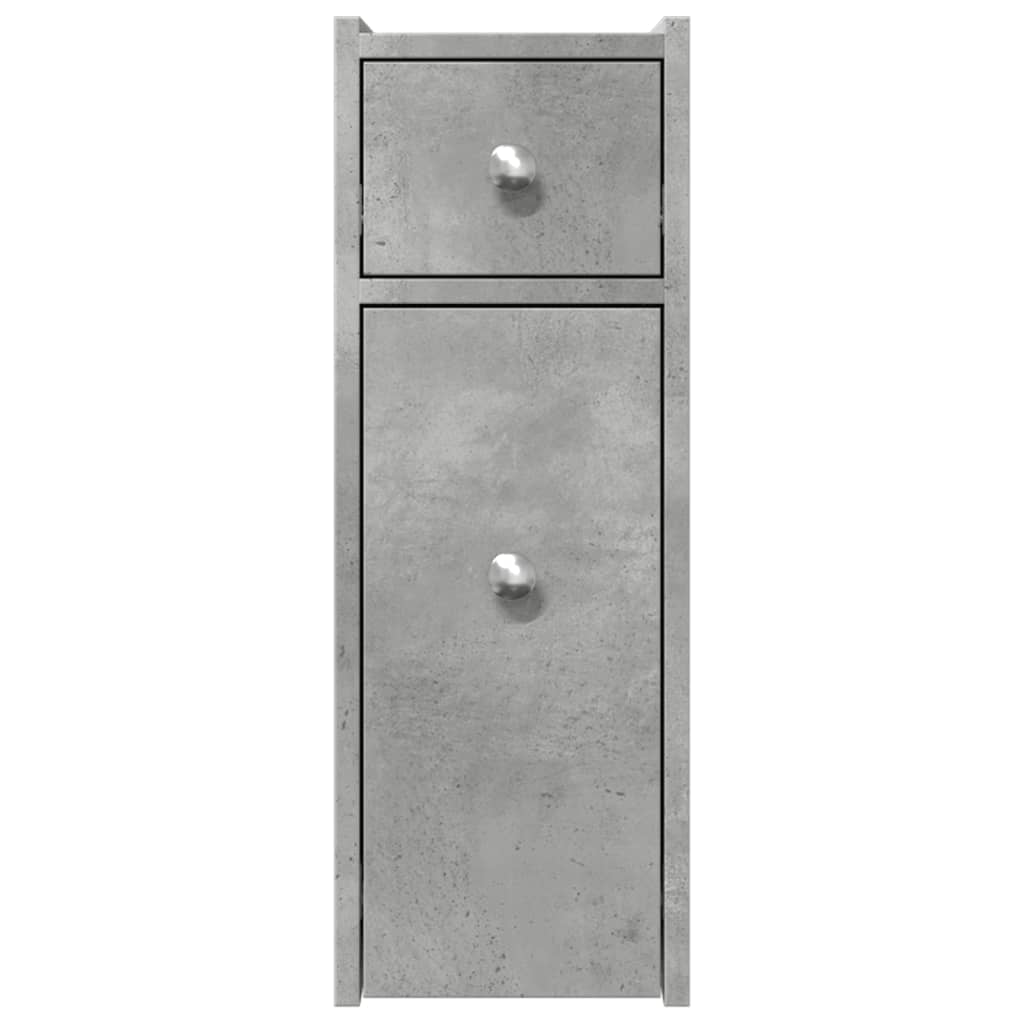 Narrow Bathroom Cupboard with Wheels Concrete Grey Engineered Wood