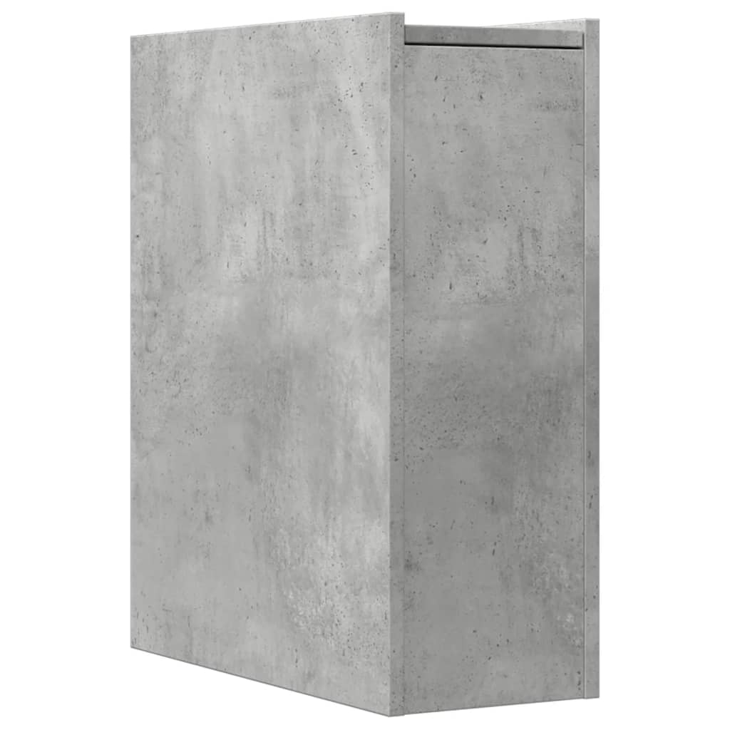 Narrow Bathroom Cupboard with Wheels Concrete Grey Engineered Wood