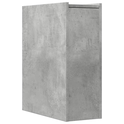 Narrow Bathroom Cupboard with Wheels Concrete Grey Engineered Wood