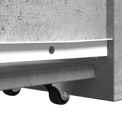 Narrow Bathroom Cupboard with Wheels Concrete Grey Engineered Wood