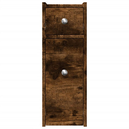 Narrow Bathroom Cupboard with Wheels Smoked Oak Engineered Wood