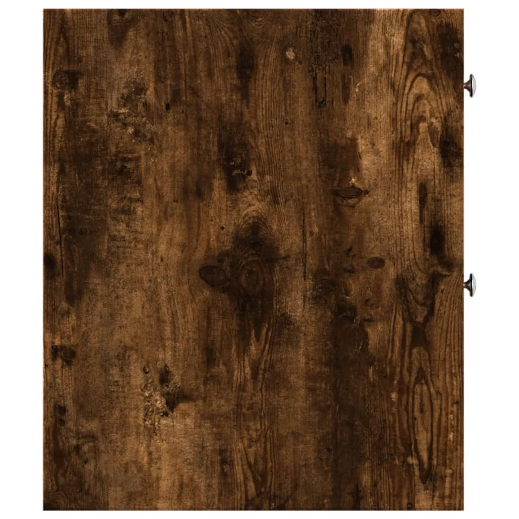 Narrow Bathroom Cupboard with Wheels Smoked Oak Engineered Wood