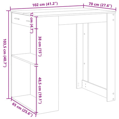 Bar Table Black 102x70x103.5 cm Engineered Wood