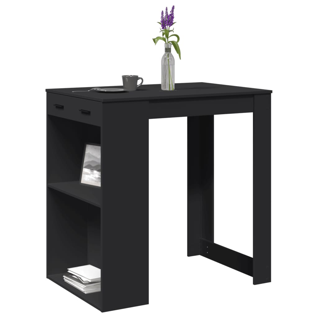 Bar Table Black 102x70x103.5 cm Engineered Wood