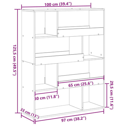 Bookcase White 100x33x125.5 cm Engineered Wood