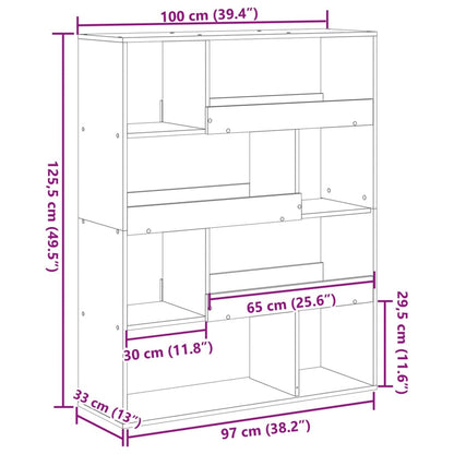 Bookcase Brown Oak 100x33x125.5 cm Engineered Wood