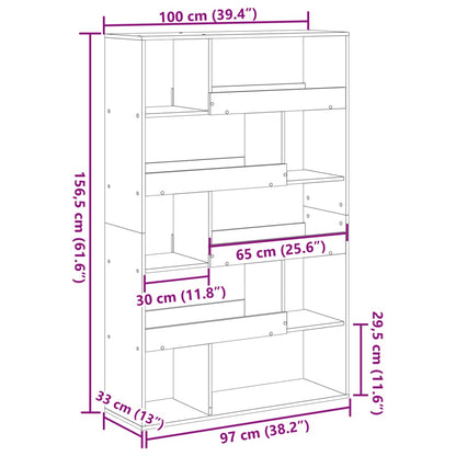 Bookcase White 100x33x156.5 cm Engineered Wood