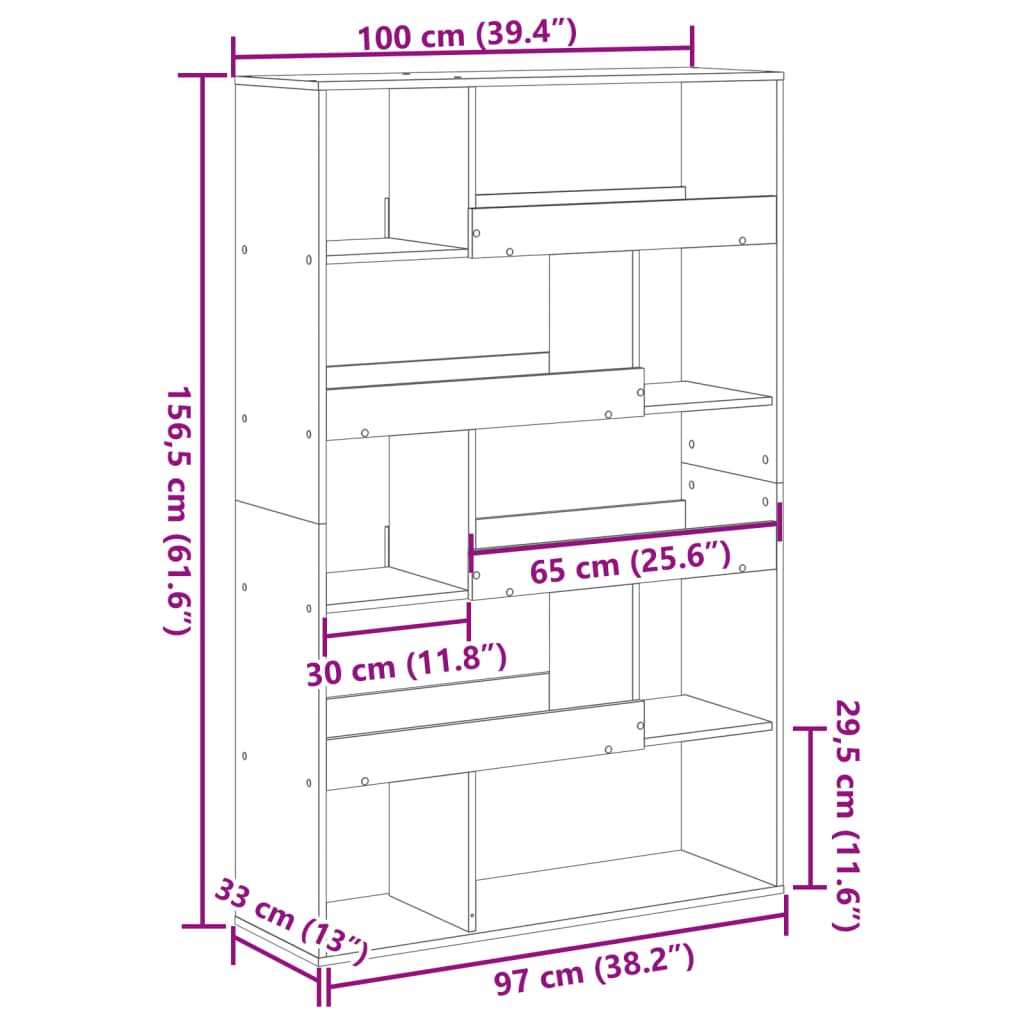 Bookcase Grey Sonoma 100x33x156.5 cm Engineered Wood