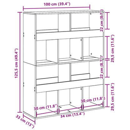 Bookcase White 100x33x125.5 cm Engineered Wood