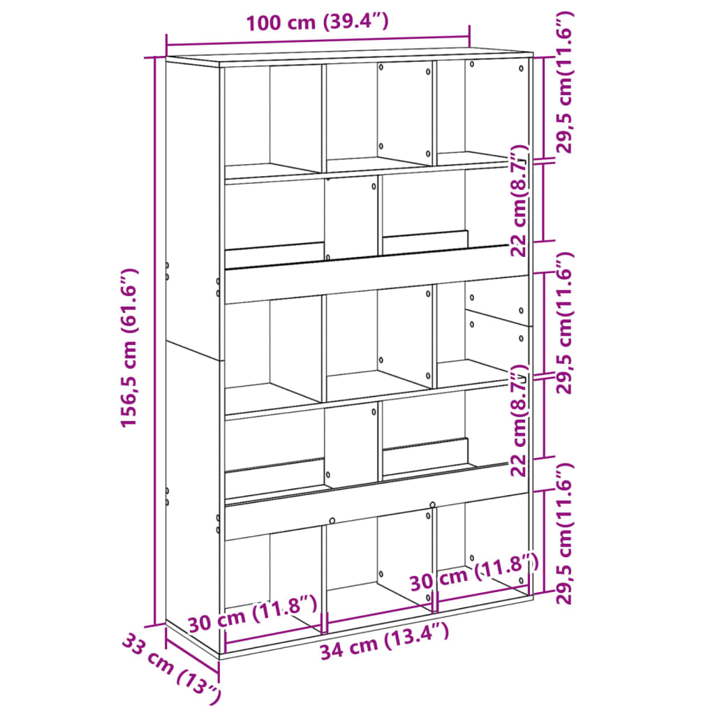 Bookcase Black 100x33x156.5 cm Engineered Wood