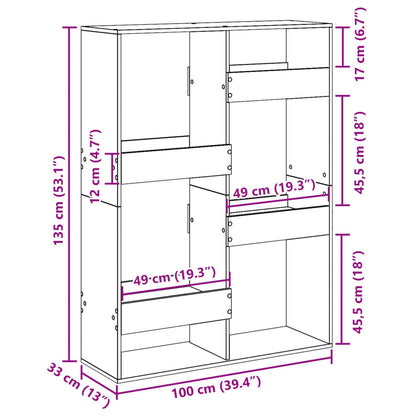 Bookcase White 100x33x135 cm Engineered Wood