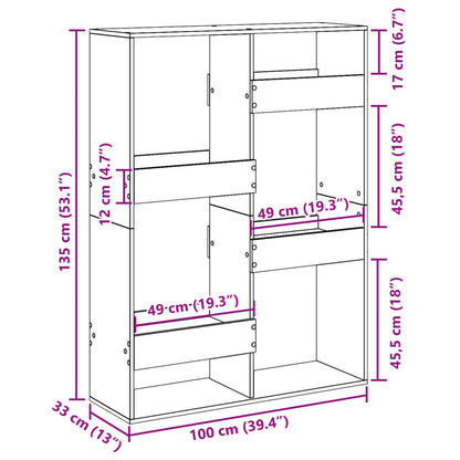 Bookcase Black 100x33x135 cm Engineered Wood