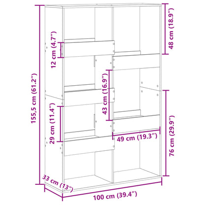 Bookcase Black 100x33x155.5 cm Engineered Wood