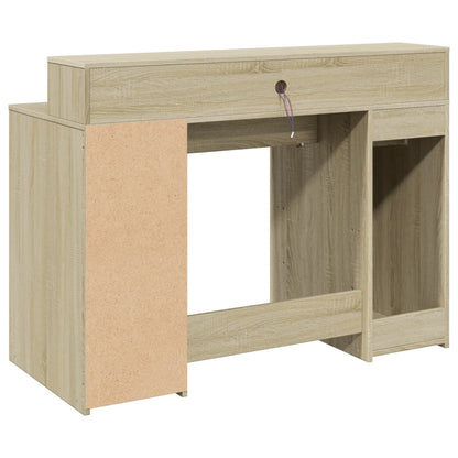 Desk with LED Lights Sonoma Oak 120x55x91 cm Engineered Wood