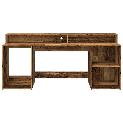 Desk with LED Lights Old Wood 200x55x91 cm Engineered Wood