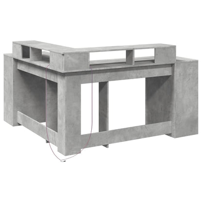 Desk with LED Lights Concrete Grey 152x152x91 cm Engineered Wood