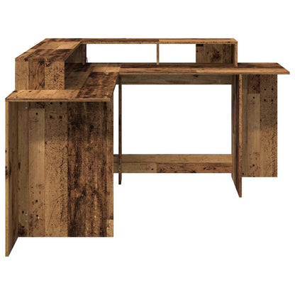 Desk with LED Lights Old Wood 152x152x91 cm Engineered Wood