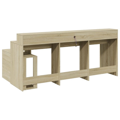 Desk with LED Lights Sonoma Oak 200x104x91 cm Engineered Wood