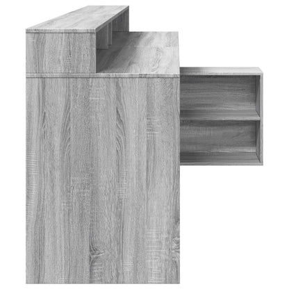 Desk with LED Lights Grey Sonoma 200x104x91 cm Engineered Wood