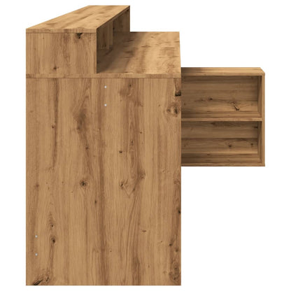 Desk with LED Lights Artisian Oak 200x104x91 cm Engineered Wood