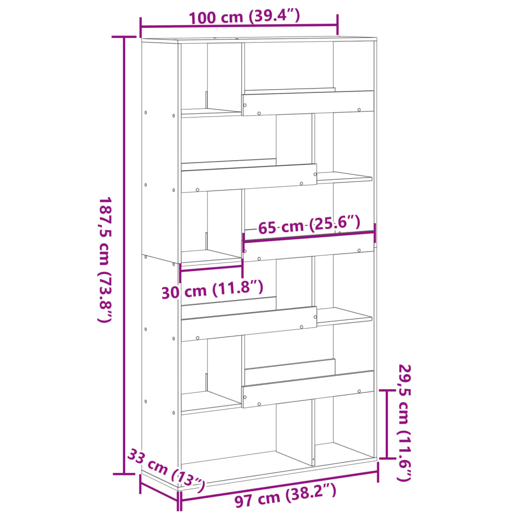 Room Divider Black 100x33x187.5 cm Engineered Wood