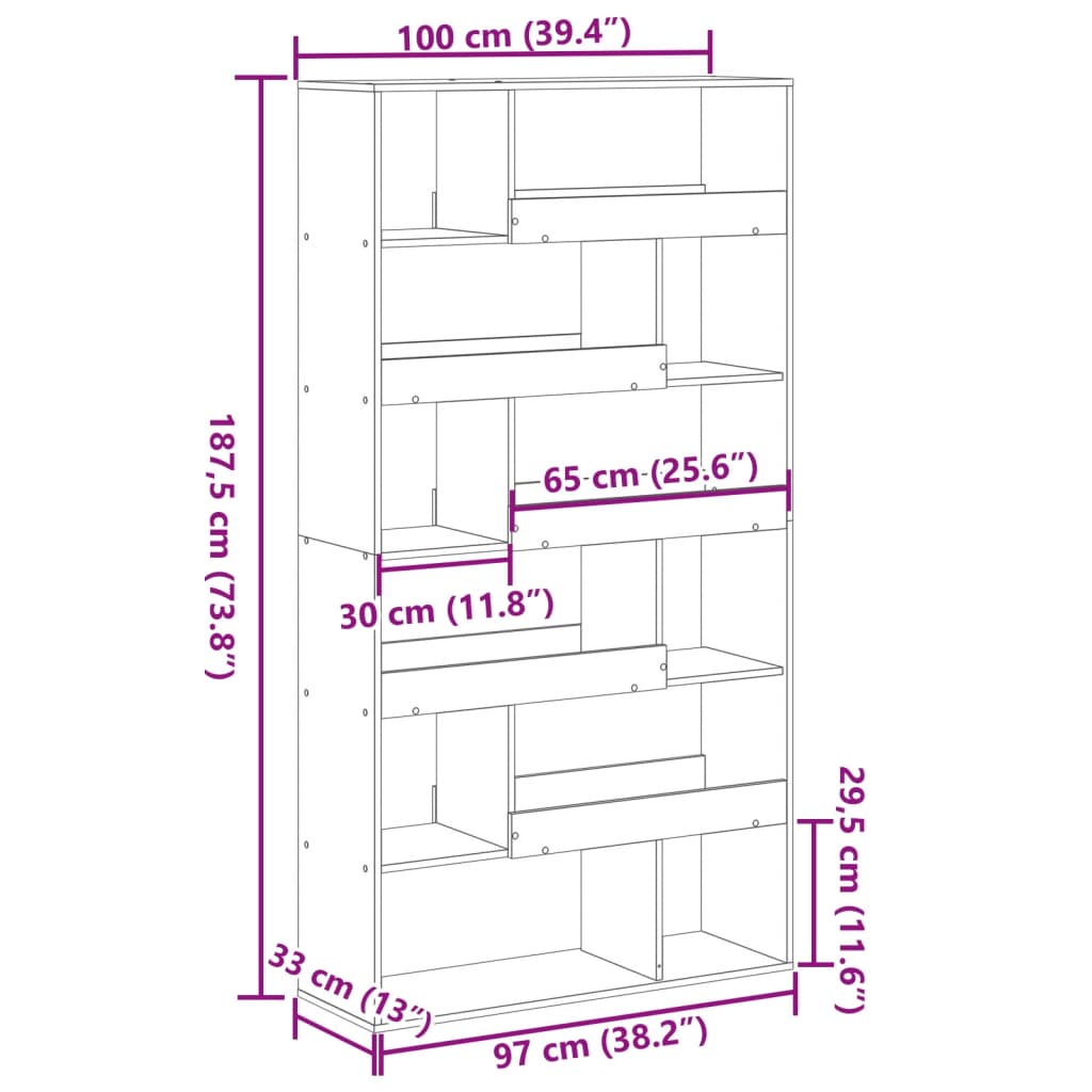 Room Divider Smoked Oak100x33x187.5 cm Engineered Wood