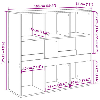 Room Divider Sonoma Oak 100x33x94.5 cm Engineered Wood