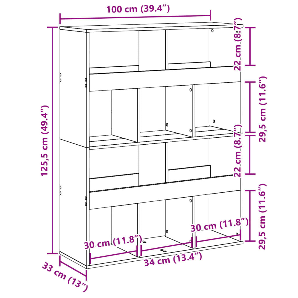 Room Divider Black 100x33x125.5 cm Engineered Wood