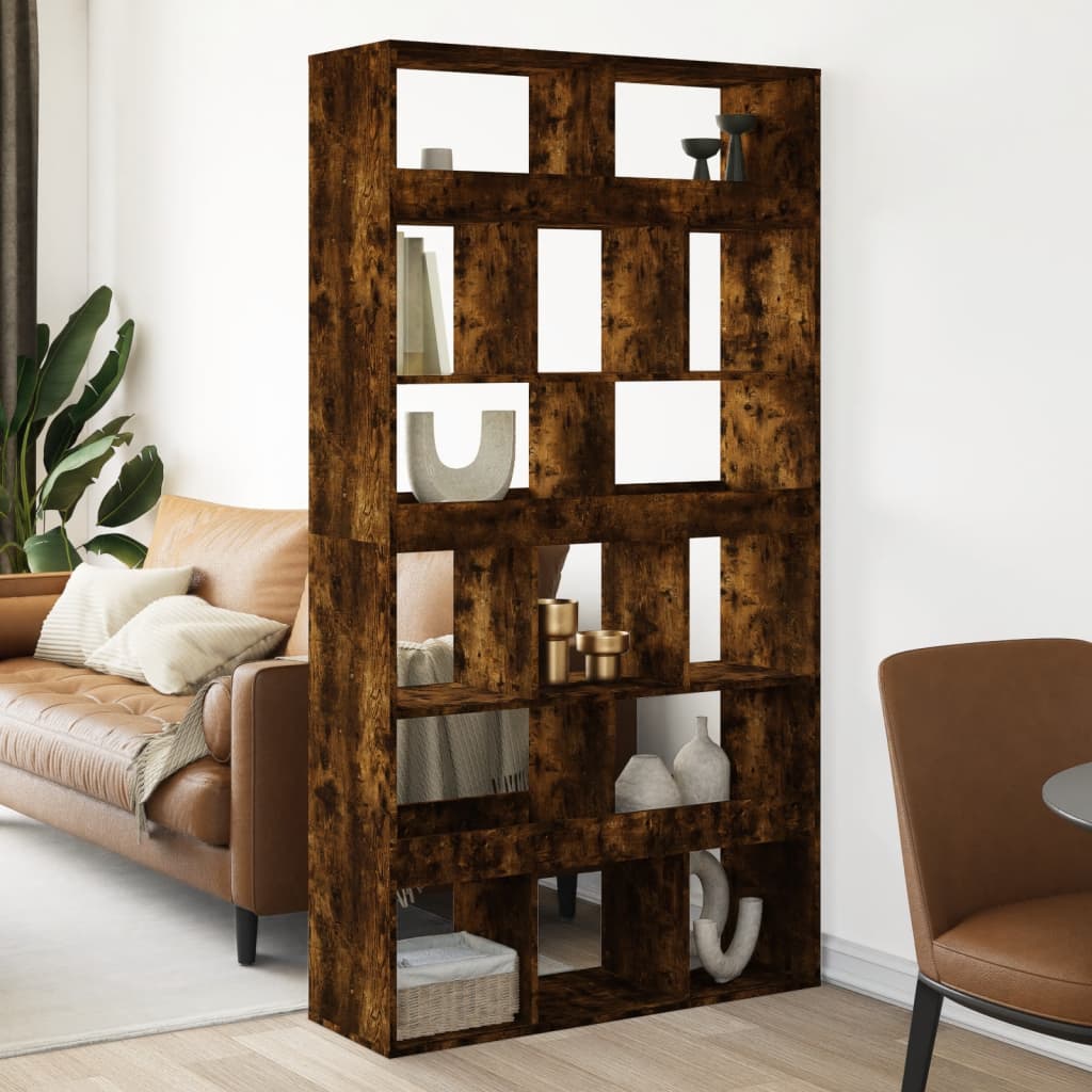 Room Divider Smoked Oak100x33x187.5 cm Engineered Wood