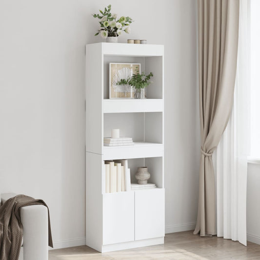 Highboard White 63x33x180 cm Engineered Wood