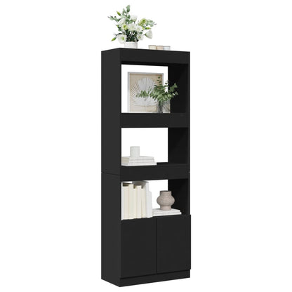 Highboard Black 63x33x180 cm Engineered Wood