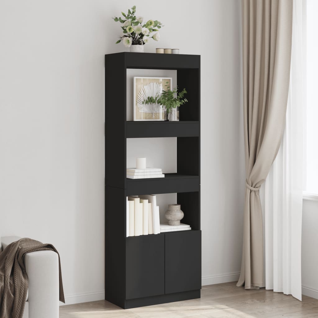 Highboard Black 63x33x180 cm Engineered Wood