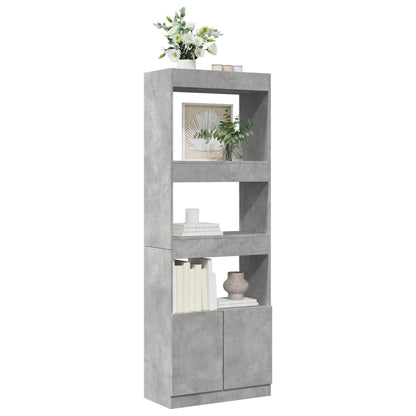 Highboard Concrete Grey 63x33x180 cm Engineered Wood