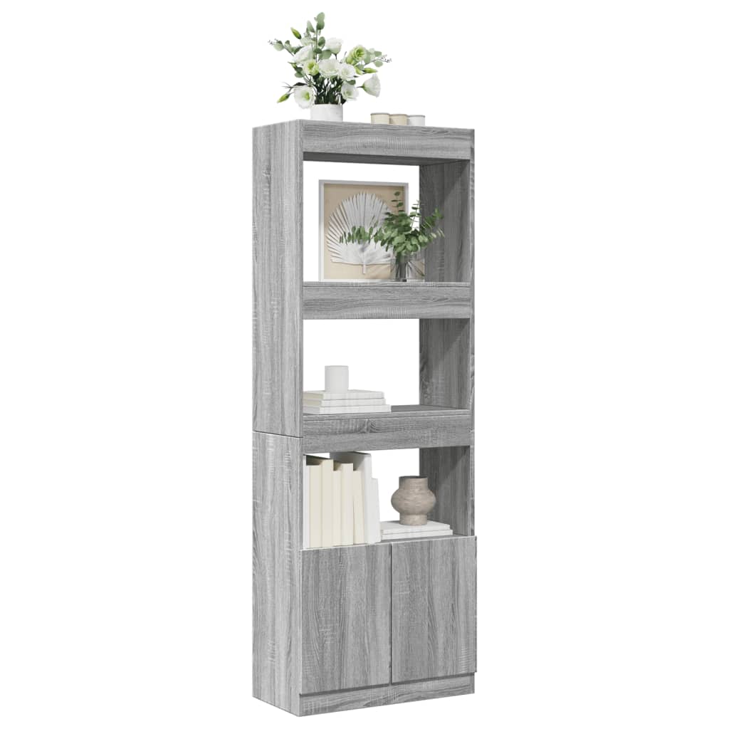 Highboard Grey Sonoma 63x33x180 cm Engineered Wood