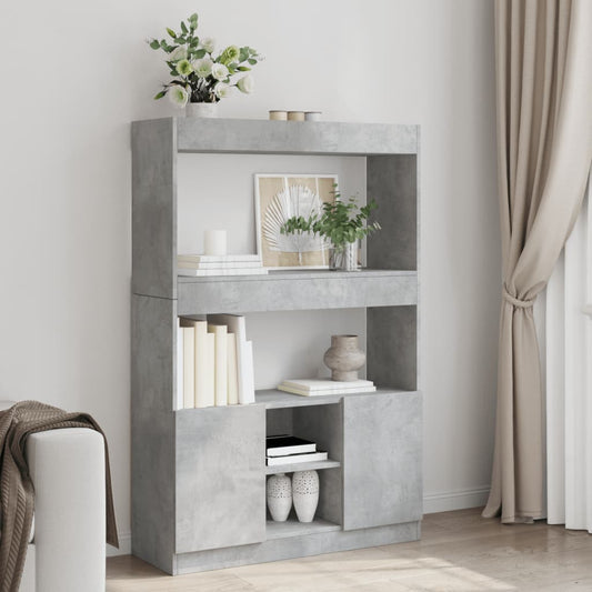 Highboard Concrete Grey 92x33x140 cm Engineered Wood