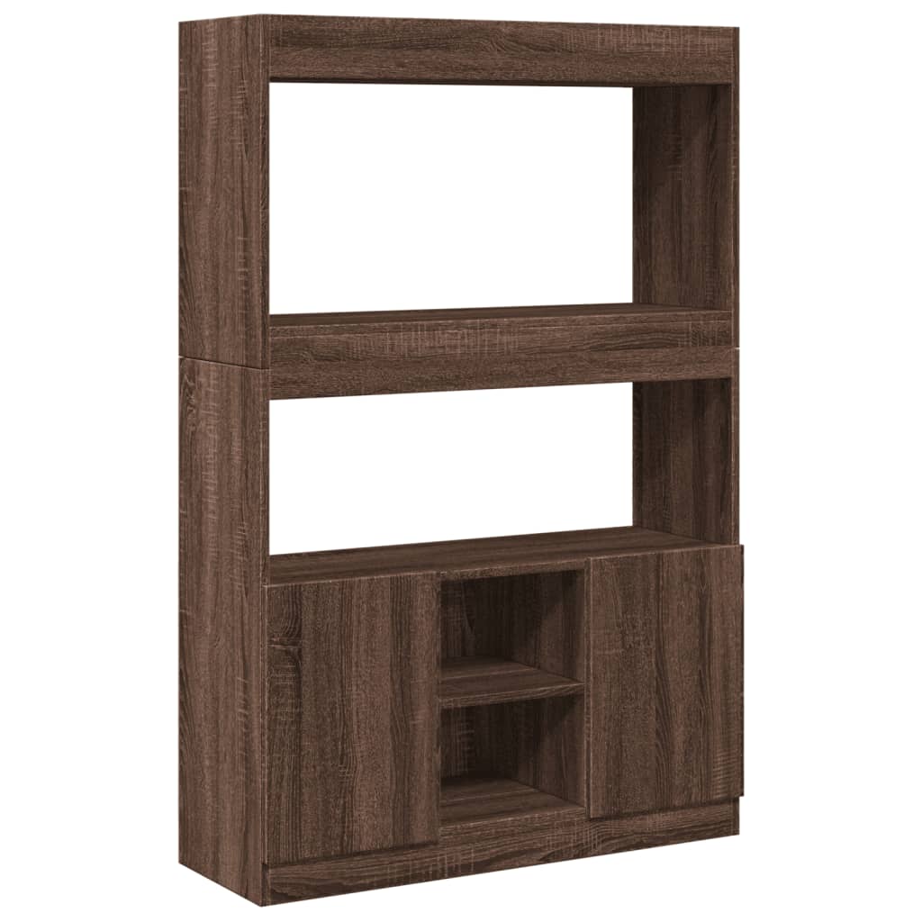 Highboard Brown Oak 92x33x140 cm Engineered Wood