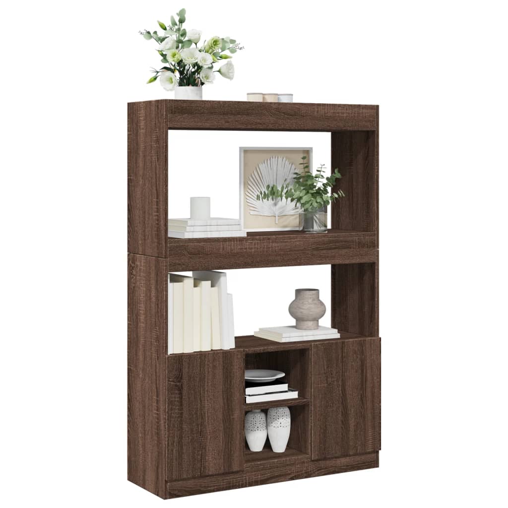 Highboard Brown Oak 92x33x140 cm Engineered Wood