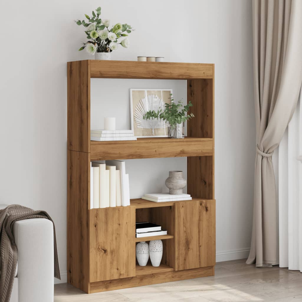 Highboard Artisian Oak 92x33x140 cm Engineered Wood