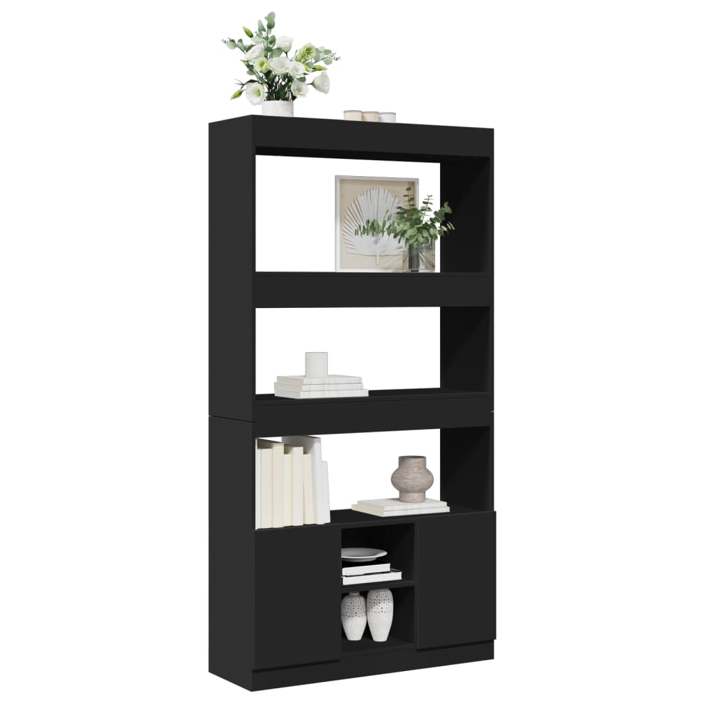 Highboard Black 92x33x180 cm Engineered Wood