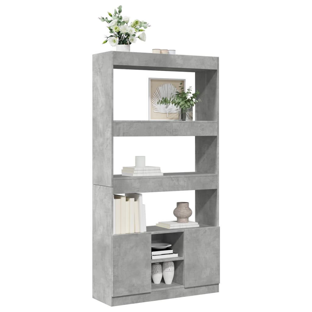 Highboard Concrete Grey 92x33x180 cm Engineered Wood